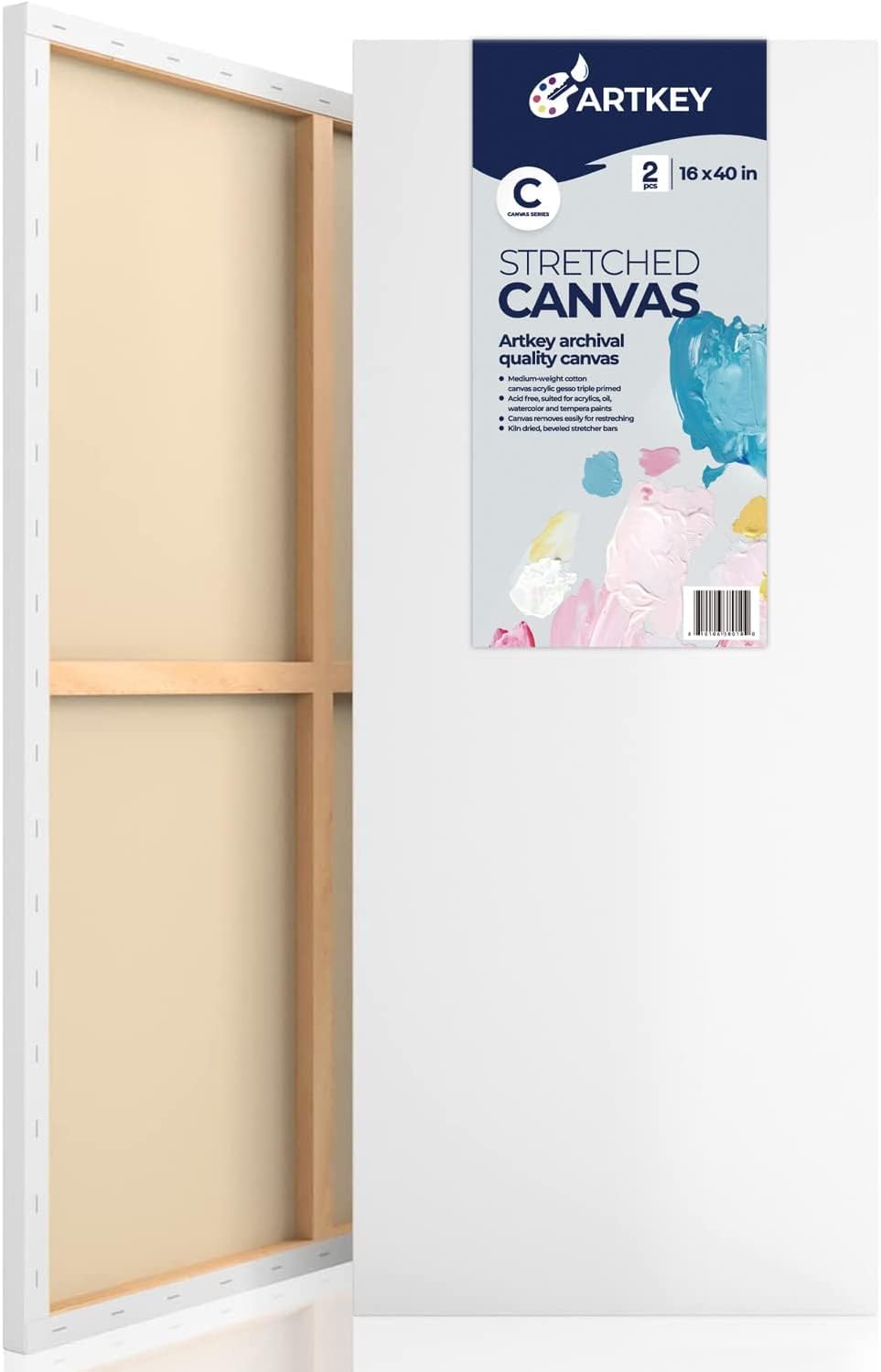 Gallery Wrapped Stretched Canvases for Painting 10x10 Inch 3-Pack, 16 oz Triple Primed Acid-Free 100% Cotton Blank Canvas, Square Spline Canvas for Oil Paint Acrylics Pouring & Wet Art Media