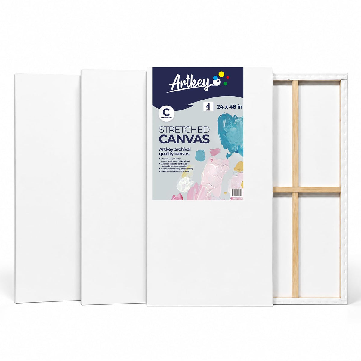 Gallery Wrapped Stretched Canvases for Painting 10x10 Inch 3-Pack, 16 oz Triple Primed Acid-Free 100% Cotton Blank Canvas, Square Spline Canvas for Oil Paint Acrylics Pouring & Wet Art Media