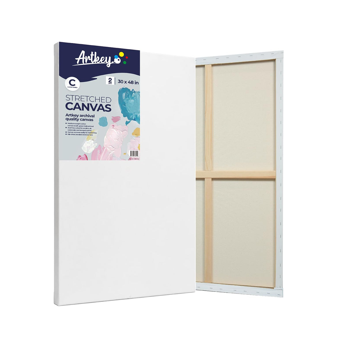 Gallery Wrapped Stretched Canvases for Painting 10x10 Inch 3-Pack, 16 oz Triple Primed Acid-Free 100% Cotton Blank Canvas, Square Spline Canvas for Oil Paint Acrylics Pouring & Wet Art Media