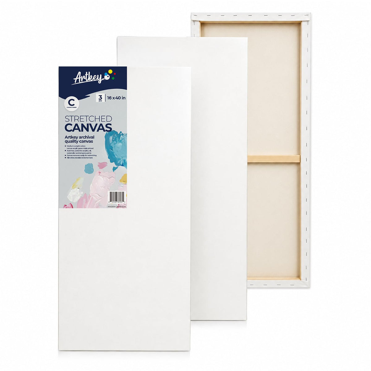 Gallery Wrapped Stretched Canvases for Painting 10x10 Inch 3-Pack, 16 oz Triple Primed Acid-Free 100% Cotton Blank Canvas, Square Spline Canvas for Oil Paint Acrylics Pouring & Wet Art Media