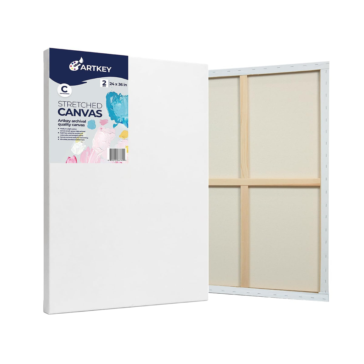 Gallery Wrapped Stretched Canvases for Painting 10x10 Inch 3-Pack, 16 oz Triple Primed Acid-Free 100% Cotton Blank Canvas, Square Spline Canvas for Oil Paint Acrylics Pouring & Wet Art Media