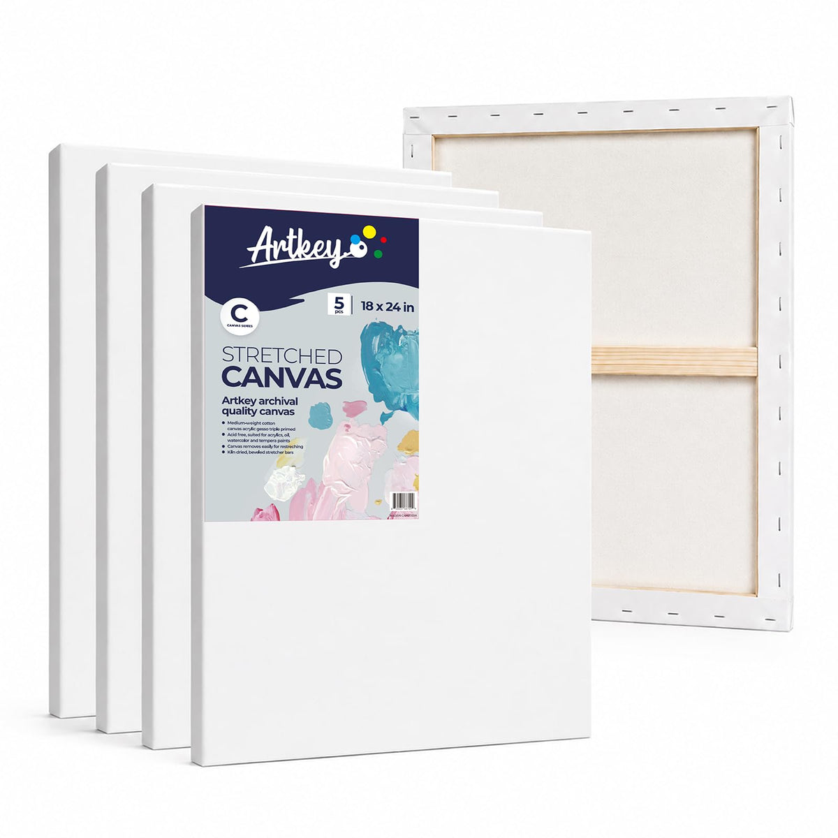 Gallery Wrapped Stretched Canvases for Painting 10x10 Inch 3-Pack, 16 oz Triple Primed Acid-Free 100% Cotton Blank Canvas, Square Spline Canvas for Oil Paint Acrylics Pouring & Wet Art Media