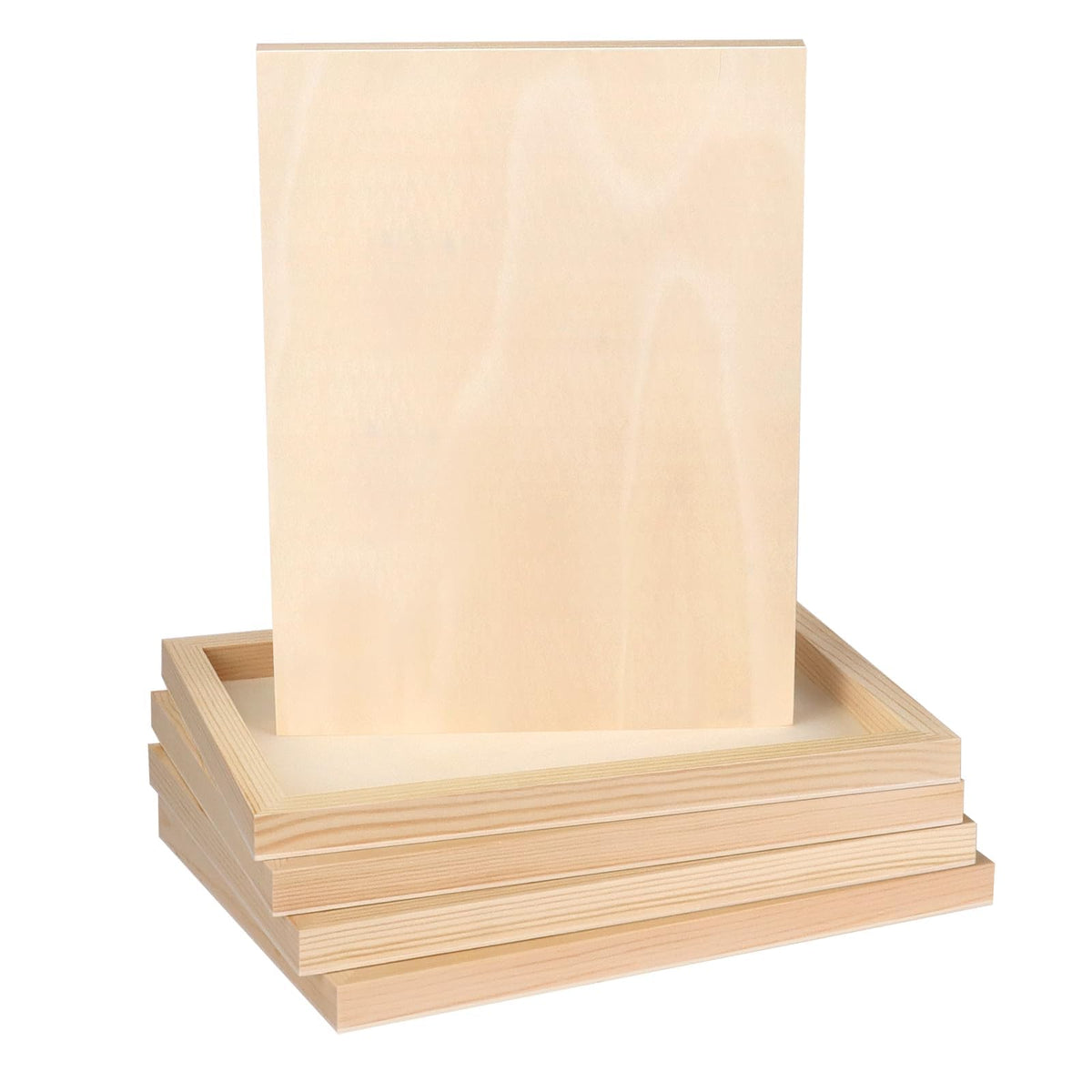 FSWCCK 5 Pack 8 x 10 inch Wood Panel Boards, Unfinished Wood Canvas Panels for Crafts, Painting Canvas, DIY Art Projects, Pouring, Arts Use with Oils, Acrylics