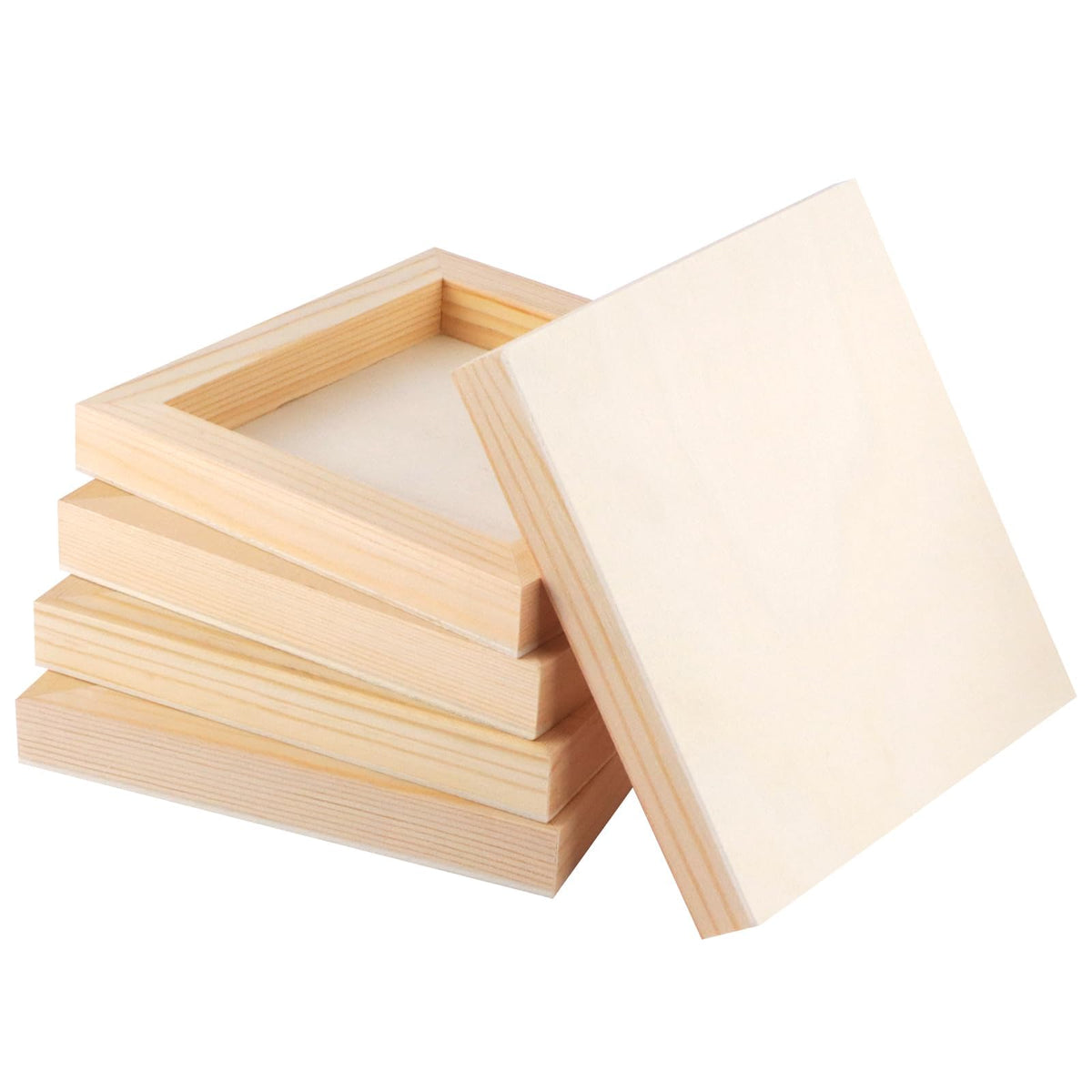 FSWCCK 5 Pack 8 x 10 inch Wood Panel Boards, Unfinished Wood Canvas Panels for Crafts, Painting Canvas, DIY Art Projects, Pouring, Arts Use with Oils, Acrylics
