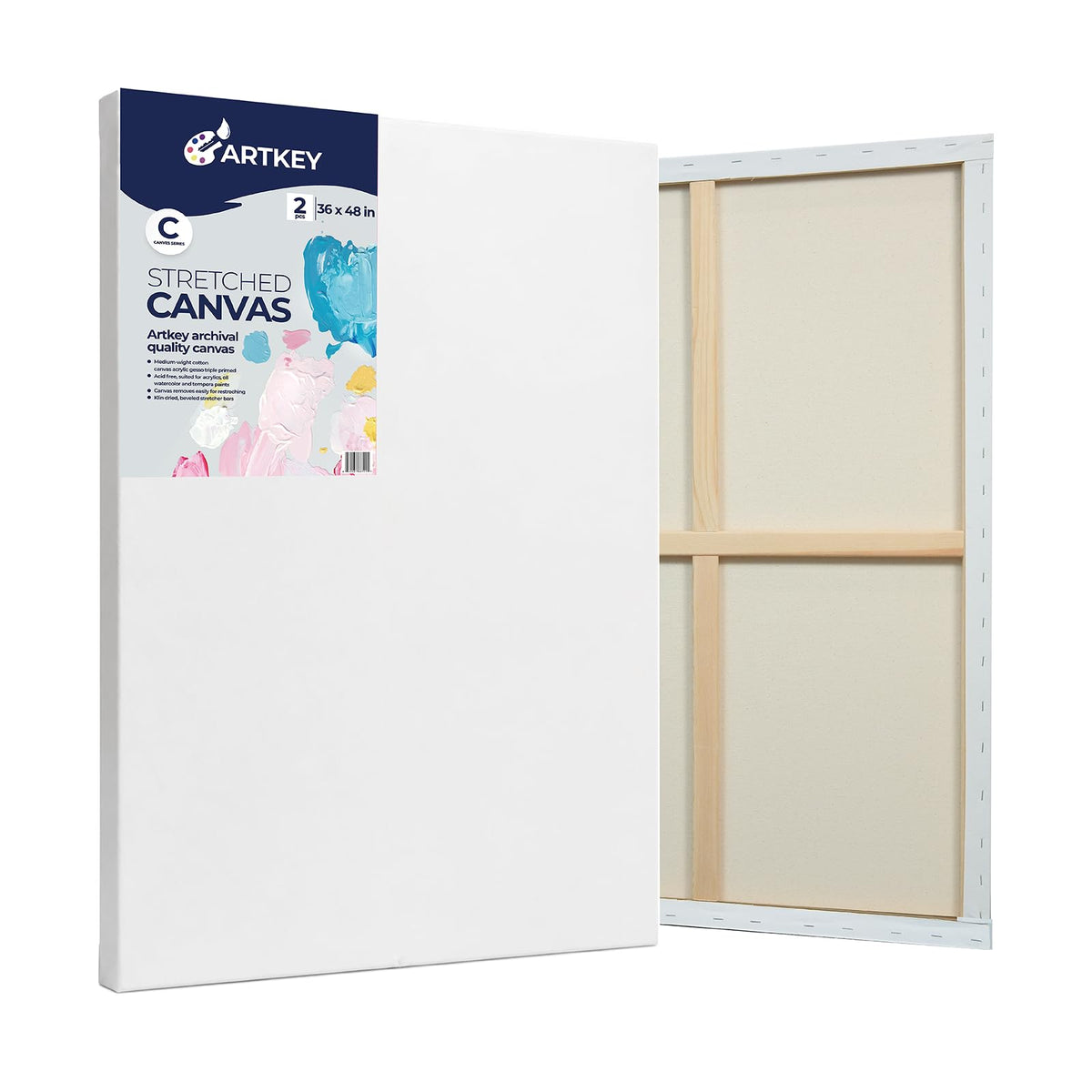 Gallery Wrapped Stretched Canvases for Painting 10x10 Inch 3-Pack, 16 oz Triple Primed Acid-Free 100% Cotton Blank Canvas, Square Spline Canvas for Oil Paint Acrylics Pouring & Wet Art Media