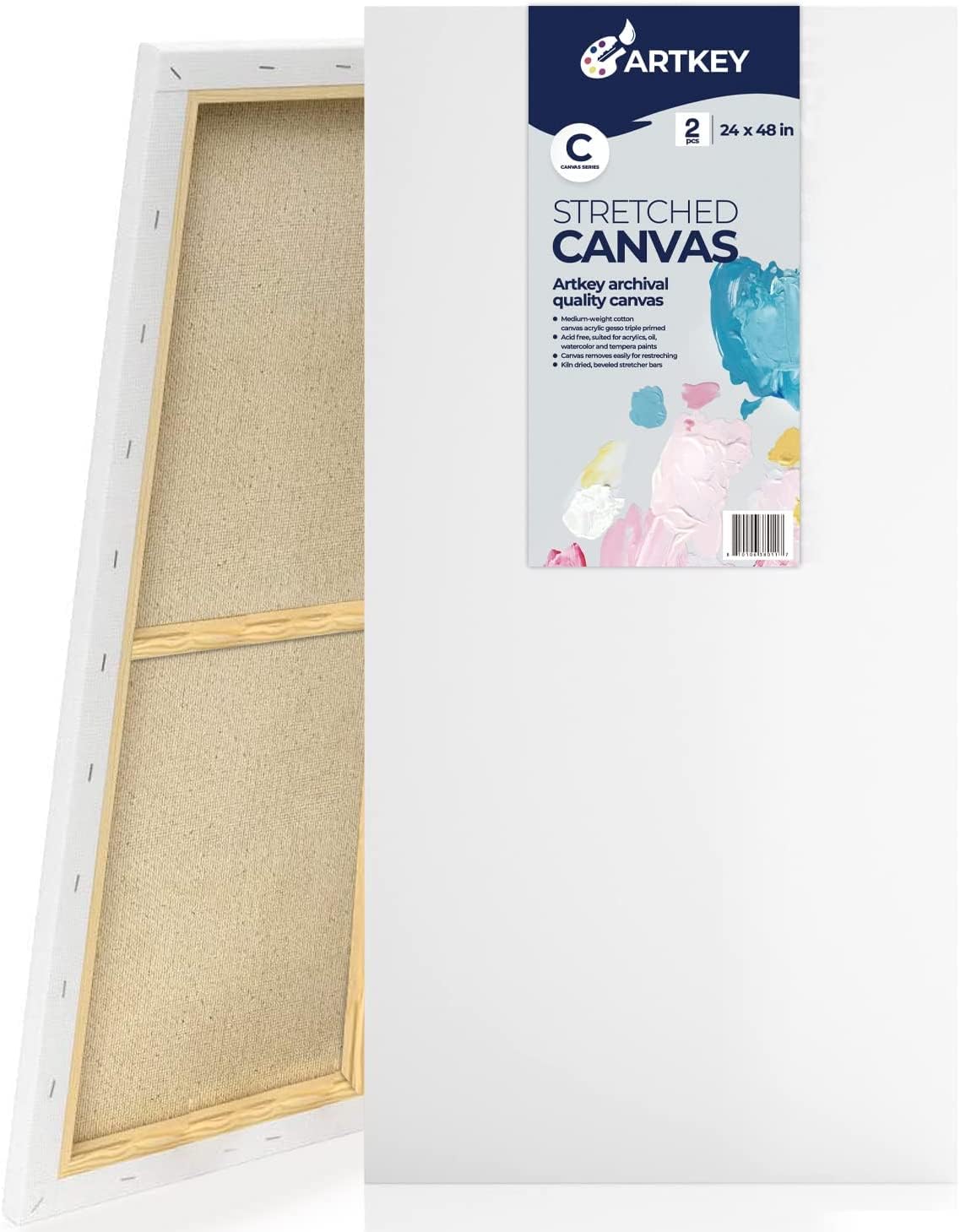 Gallery Wrapped Stretched Canvases for Painting 10x10 Inch 3-Pack, 16 oz Triple Primed Acid-Free 100% Cotton Blank Canvas, Square Spline Canvas for Oil Paint Acrylics Pouring & Wet Art Media