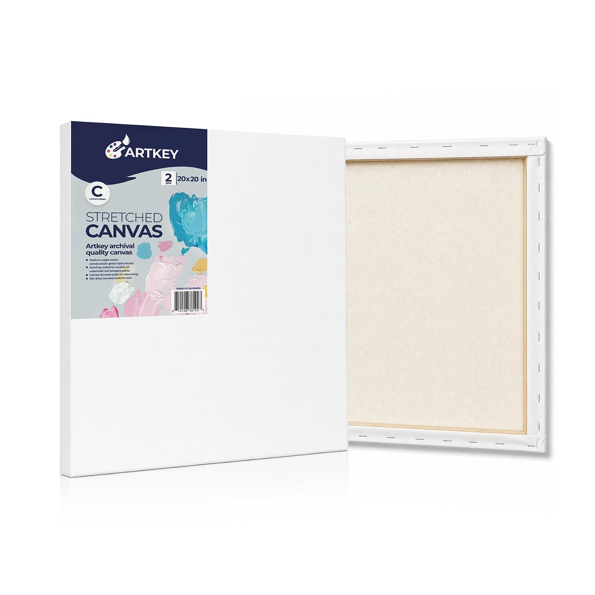 Gallery Wrapped Stretched Canvases for Painting 10x10 Inch 3-Pack, 16 oz Triple Primed Acid-Free 100% Cotton Blank Canvas, Square Spline Canvas for Oil Paint Acrylics Pouring & Wet Art Media