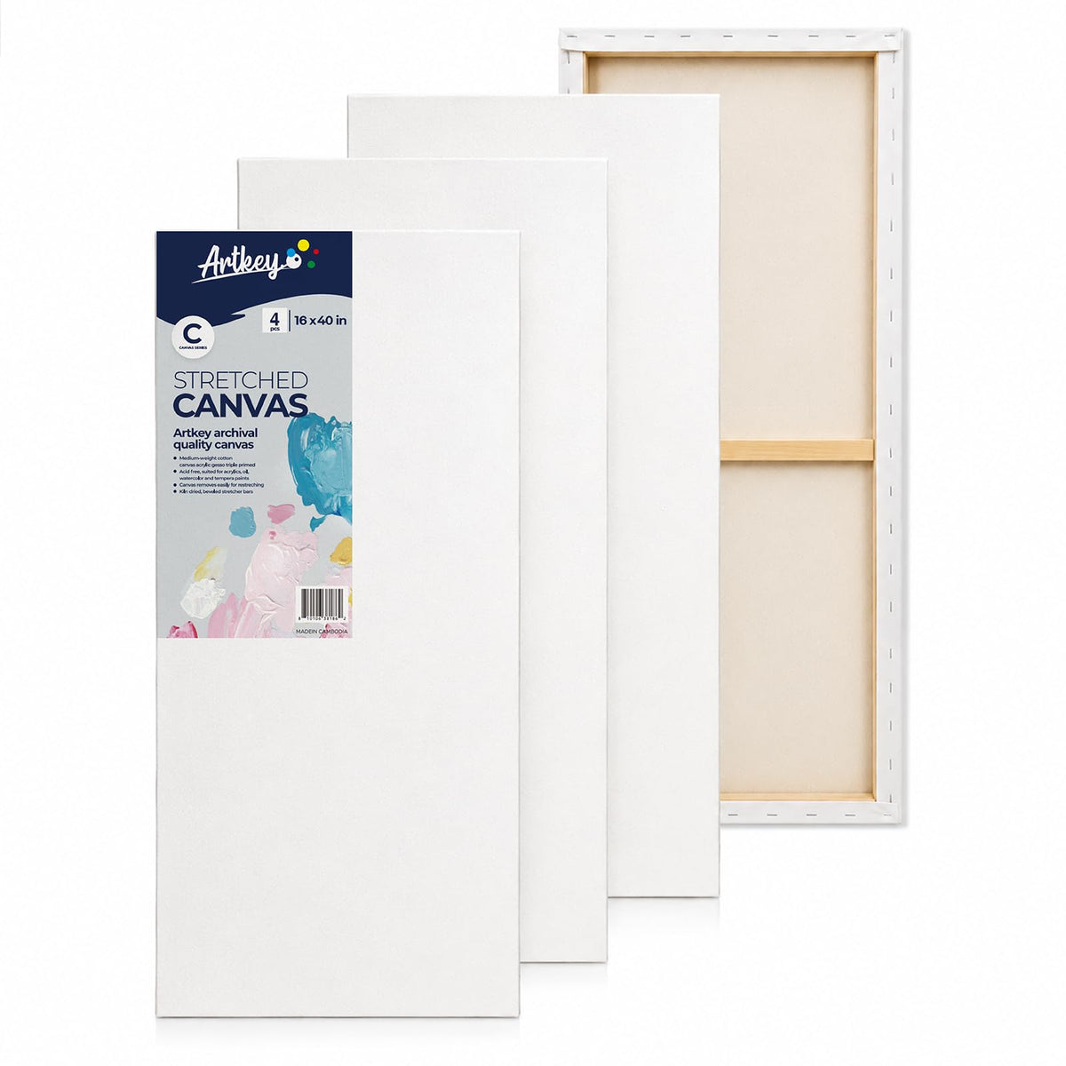 Gallery Wrapped Stretched Canvases for Painting 10x10 Inch 3-Pack, 16 oz Triple Primed Acid-Free 100% Cotton Blank Canvas, Square Spline Canvas for Oil Paint Acrylics Pouring & Wet Art Media