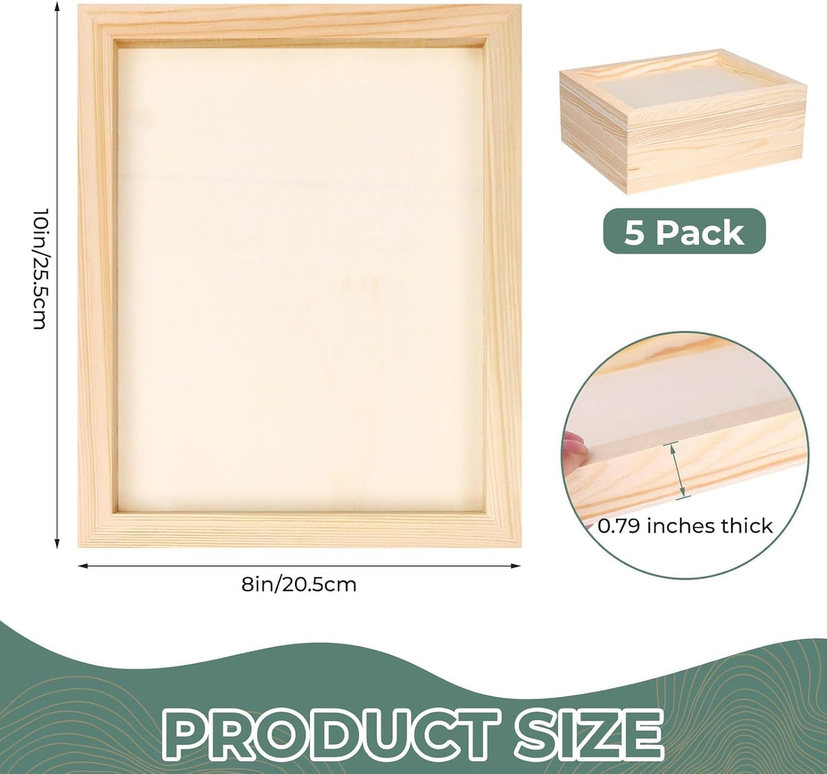 FSWCCK 5 Pack 8 x 10 inch Wood Panel Boards, Unfinished Wood Canvas Panels for Crafts, Painting Canvas, DIY Art Projects, Pouring, Arts Use with Oils, Acrylics