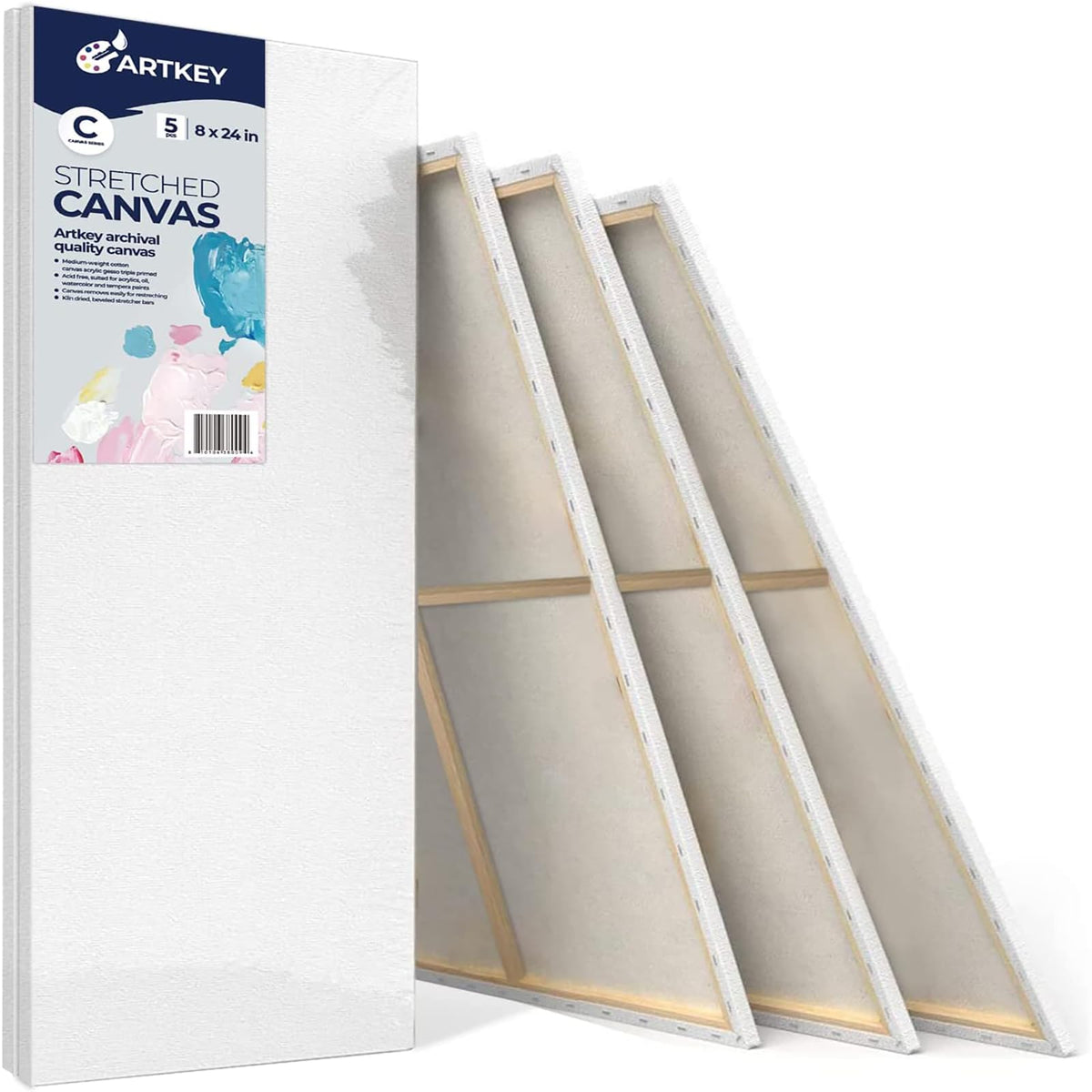 Gallery Wrapped Stretched Canvases for Painting 10x10 Inch 3-Pack, 16 oz Triple Primed Acid-Free 100% Cotton Blank Canvas, Square Spline Canvas for Oil Paint Acrylics Pouring & Wet Art Media