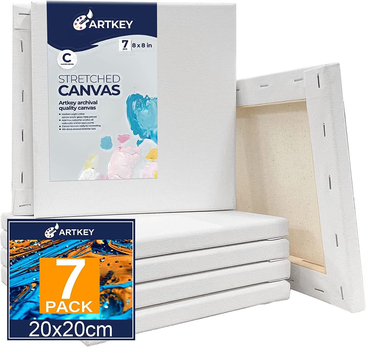 Gallery Wrapped Stretched Canvases for Painting 10x10 Inch 3-Pack, 16 oz Triple Primed Acid-Free 100% Cotton Blank Canvas, Square Spline Canvas for Oil Paint Acrylics Pouring & Wet Art Media