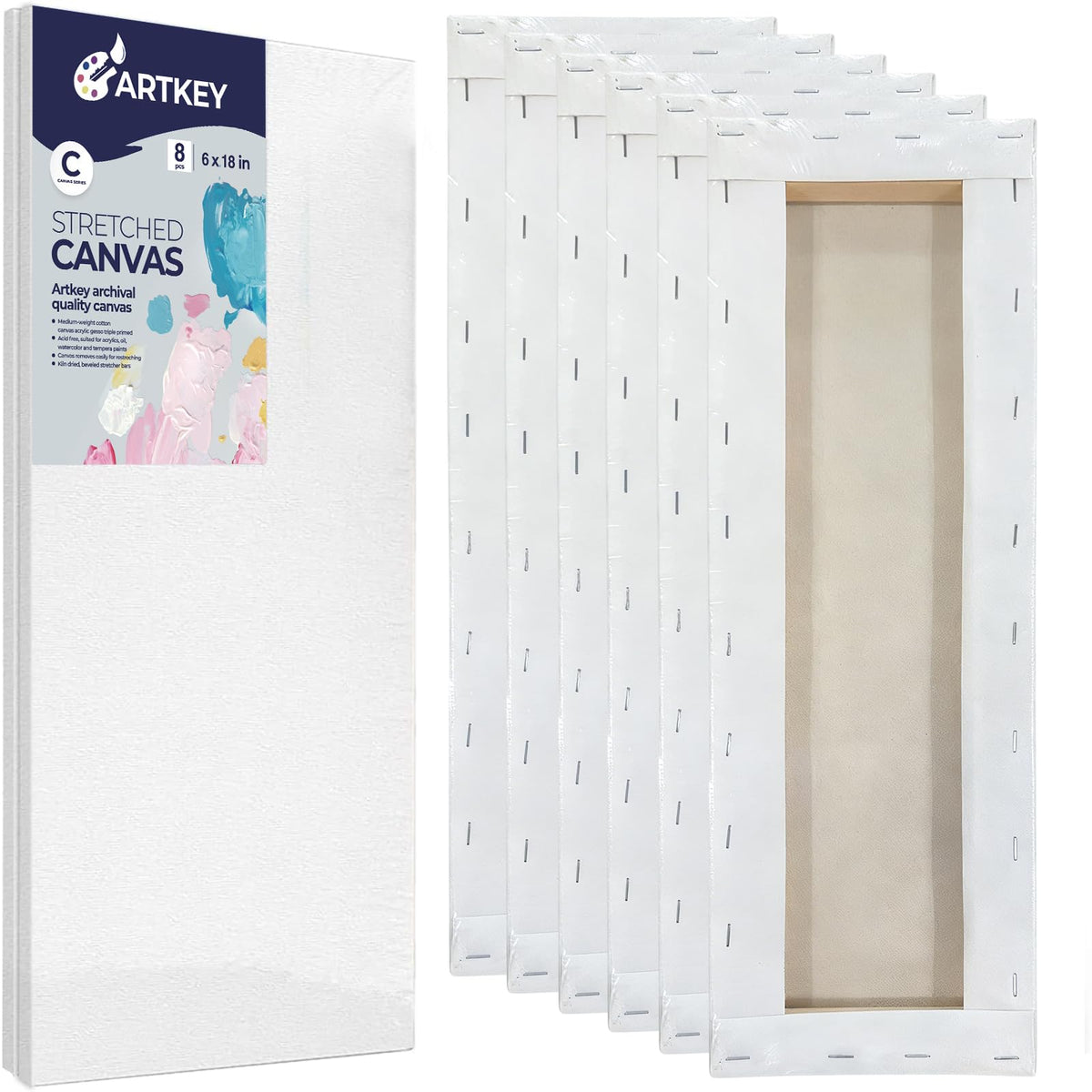 Gallery Wrapped Stretched Canvases for Painting 10x10 Inch 3-Pack, 16 oz Triple Primed Acid-Free 100% Cotton Blank Canvas, Square Spline Canvas for Oil Paint Acrylics Pouring & Wet Art Media