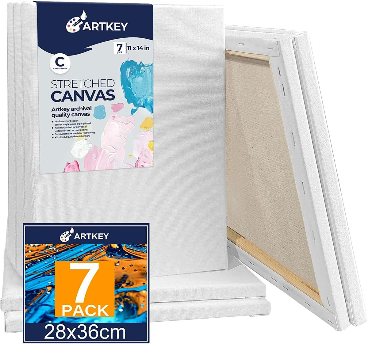 Gallery Wrapped Stretched Canvases for Painting 10x10 Inch 3-Pack, 16 oz Triple Primed Acid-Free 100% Cotton Blank Canvas, Square Spline Canvas for Oil Paint Acrylics Pouring & Wet Art Media