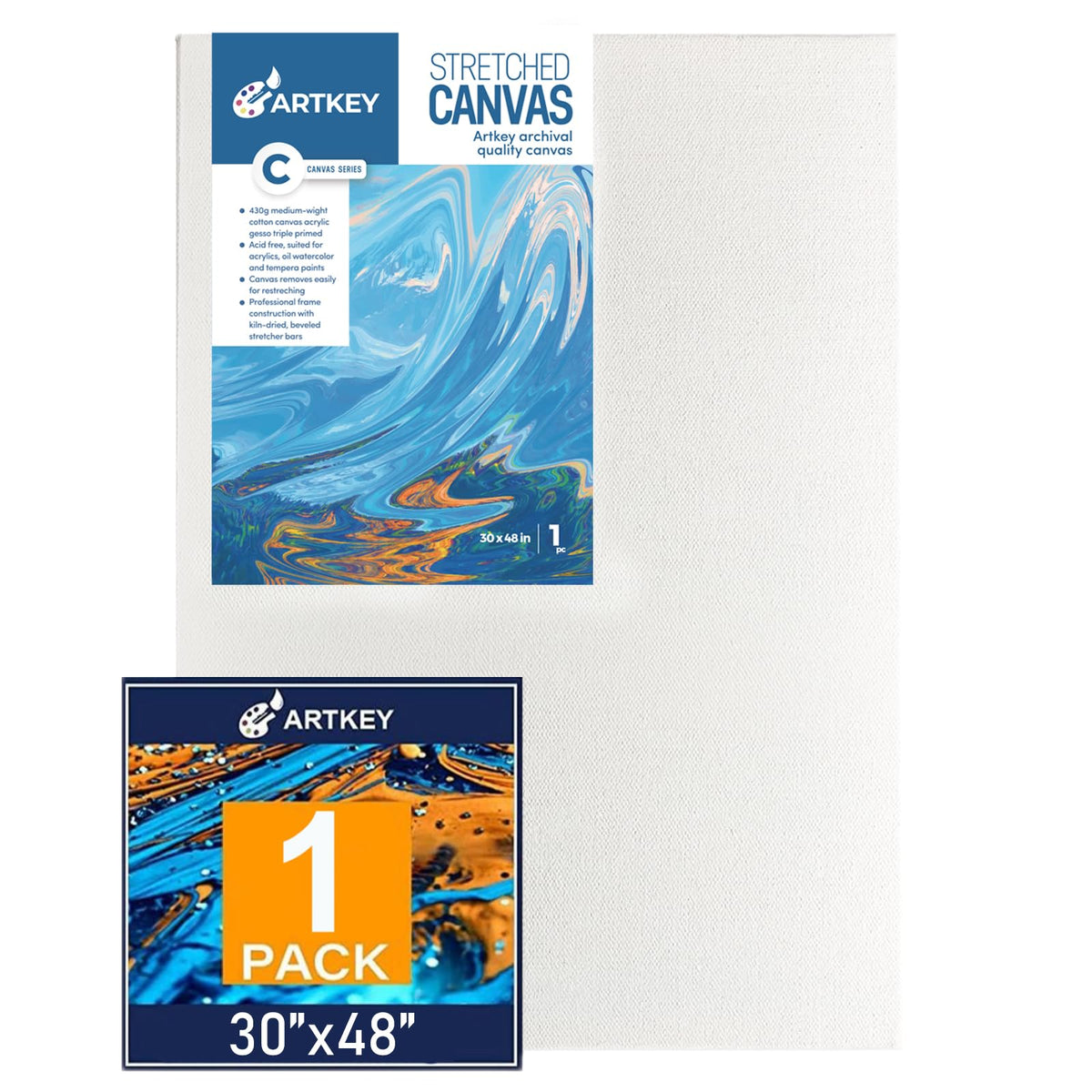Gallery Wrapped Stretched Canvases for Painting 10x10 Inch 3-Pack, 16 oz Triple Primed Acid-Free 100% Cotton Blank Canvas, Square Spline Canvas for Oil Paint Acrylics Pouring & Wet Art Media