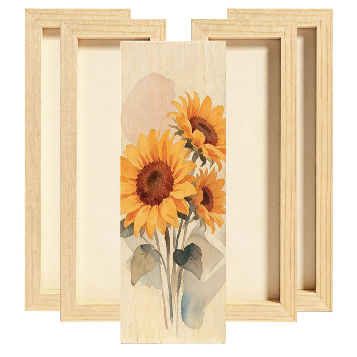 FSWCCK 5 Pack 8 x 10 inch Wood Panel Boards, Unfinished Wood Canvas Panels for Crafts, Painting Canvas, DIY Art Projects, Pouring, Arts Use with Oils, Acrylics