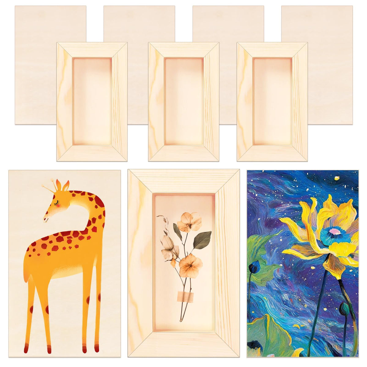 FSWCCK 5 Pack 8 x 10 inch Wood Panel Boards, Unfinished Wood Canvas Panels for Crafts, Painting Canvas, DIY Art Projects, Pouring, Arts Use with Oils, Acrylics