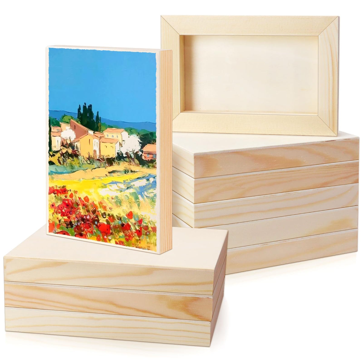 FSWCCK 5 Pack 8 x 10 inch Wood Panel Boards, Unfinished Wood Canvas Panels for Crafts, Painting Canvas, DIY Art Projects, Pouring, Arts Use with Oils, Acrylics