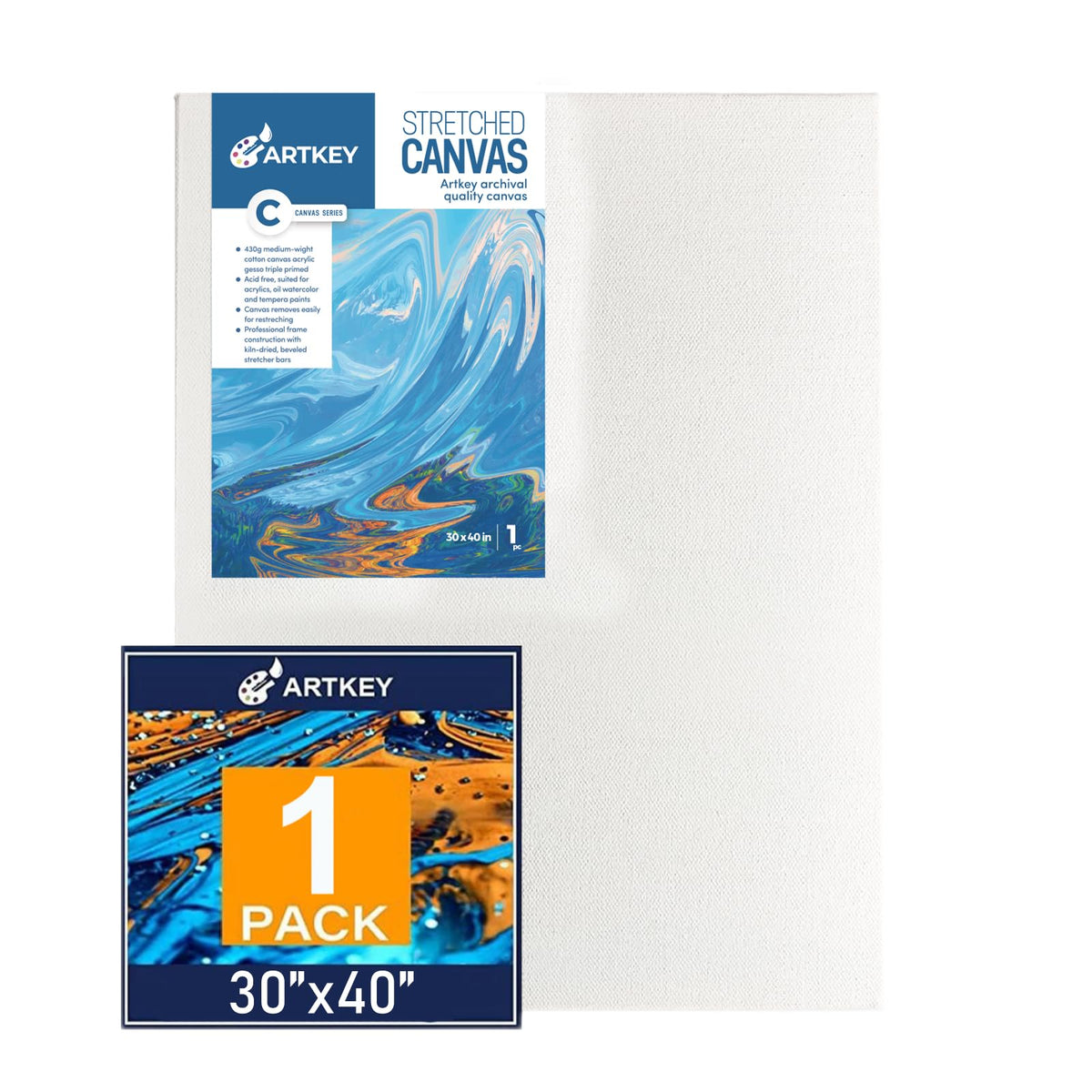 Gallery Wrapped Stretched Canvases for Painting 10x10 Inch 3-Pack, 16 oz Triple Primed Acid-Free 100% Cotton Blank Canvas, Square Spline Canvas for Oil Paint Acrylics Pouring & Wet Art Media