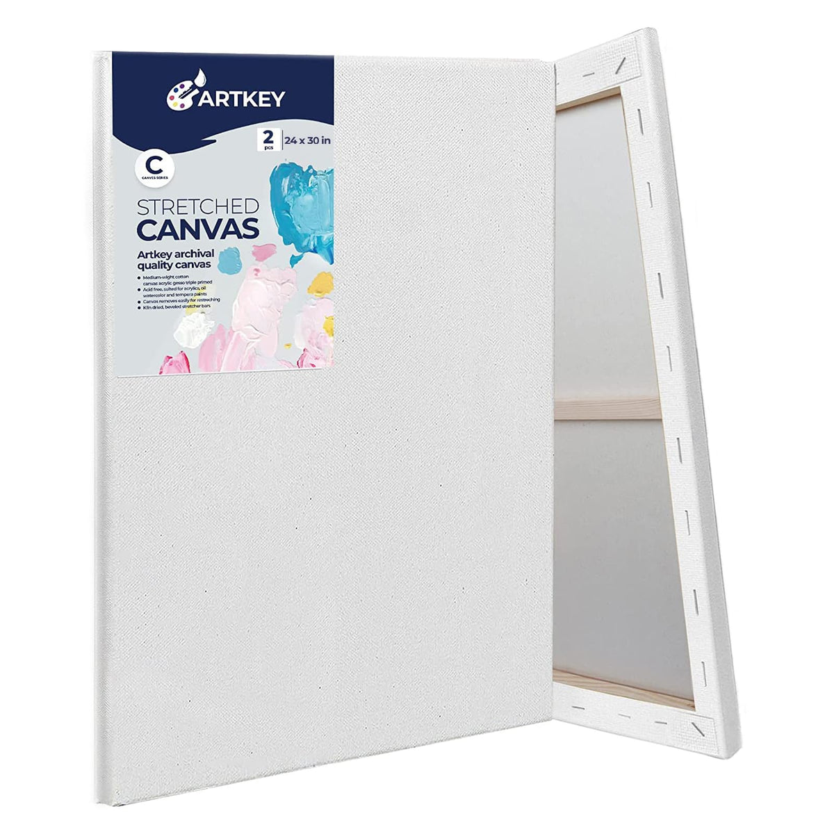 Gallery Wrapped Stretched Canvases for Painting 10x10 Inch 3-Pack, 16 oz Triple Primed Acid-Free 100% Cotton Blank Canvas, Square Spline Canvas for Oil Paint Acrylics Pouring & Wet Art Media