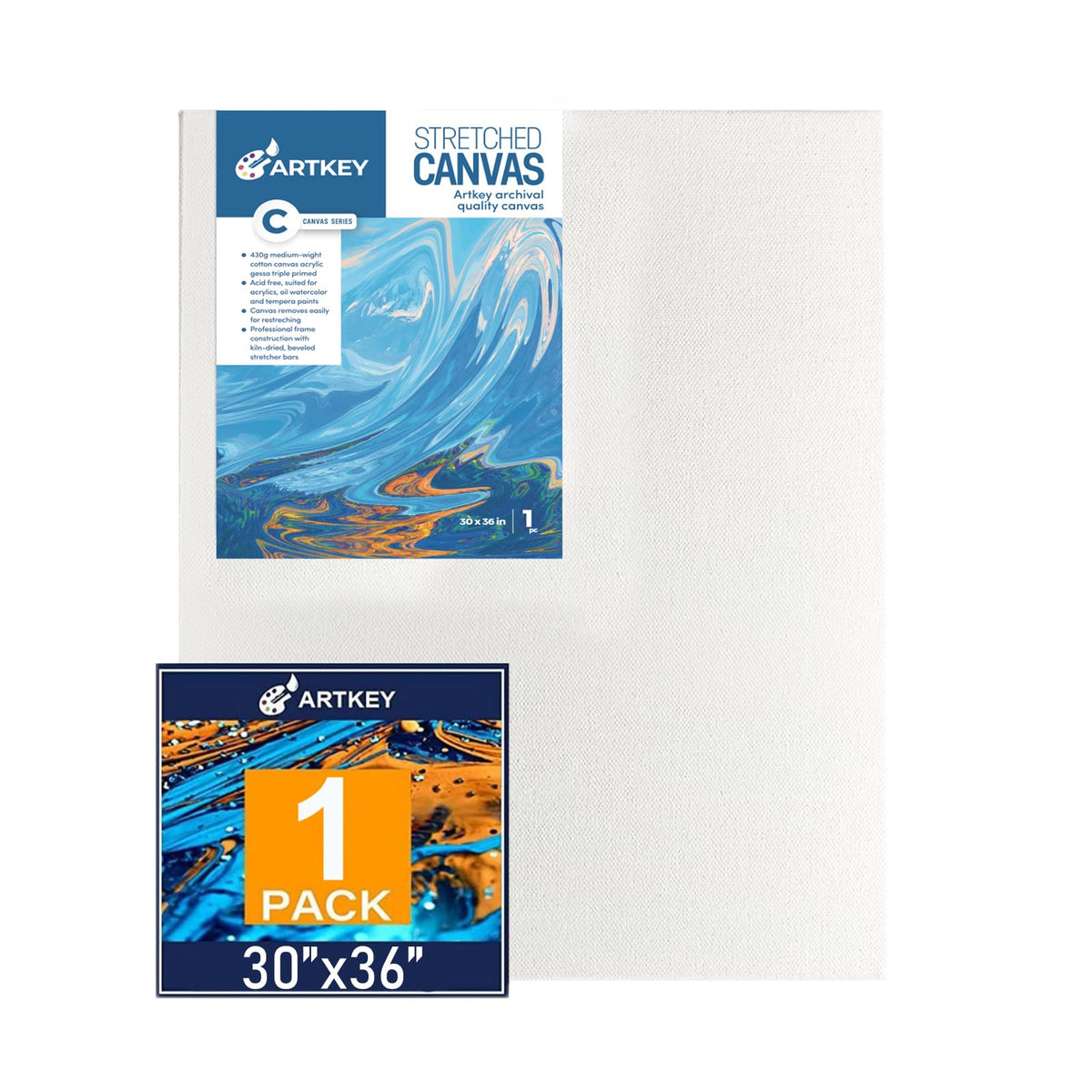 Gallery Wrapped Stretched Canvases for Painting 10x10 Inch 3-Pack, 16 oz Triple Primed Acid-Free 100% Cotton Blank Canvas, Square Spline Canvas for Oil Paint Acrylics Pouring & Wet Art Media