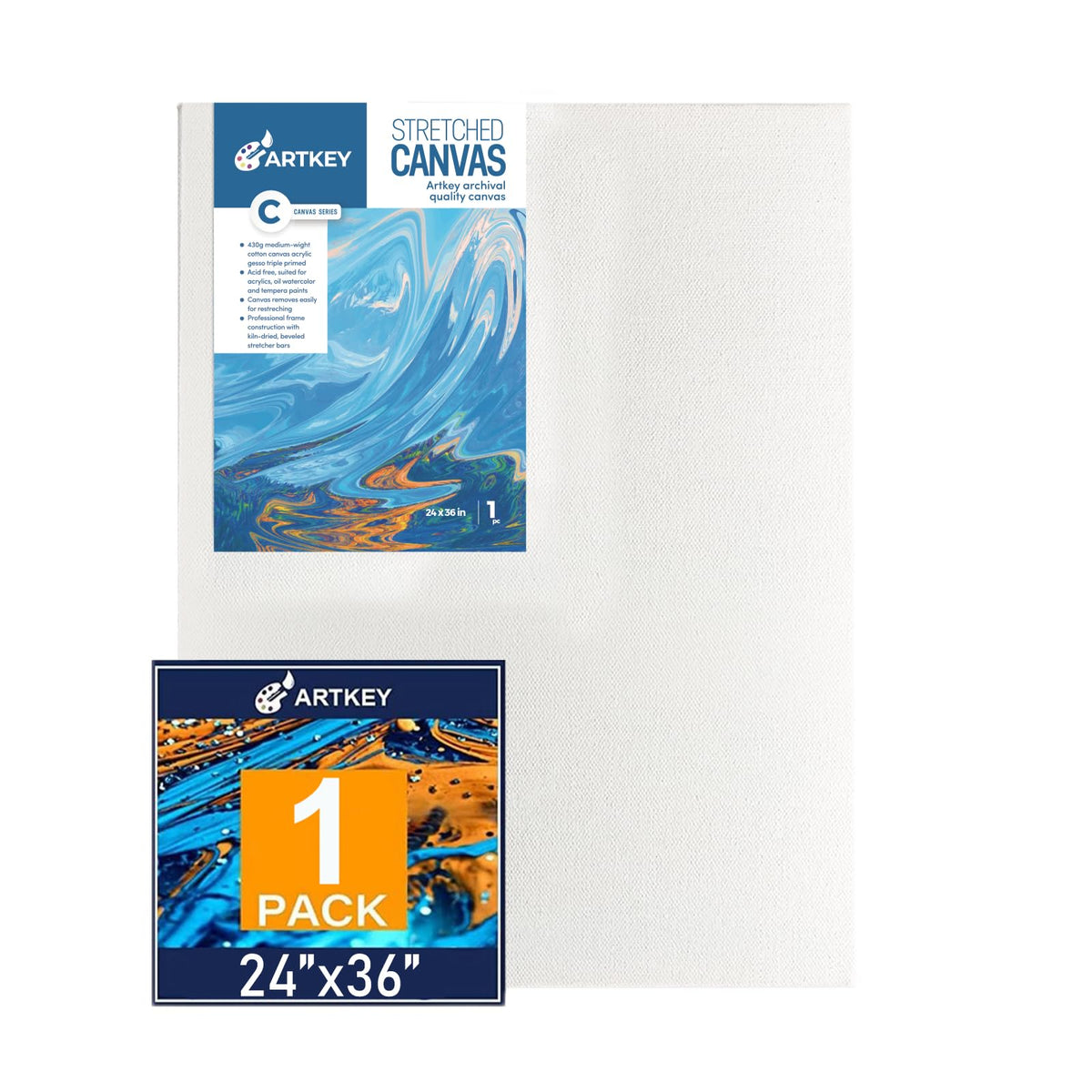 Gallery Wrapped Stretched Canvases for Painting 10x10 Inch 3-Pack, 16 oz Triple Primed Acid-Free 100% Cotton Blank Canvas, Square Spline Canvas for Oil Paint Acrylics Pouring & Wet Art Media