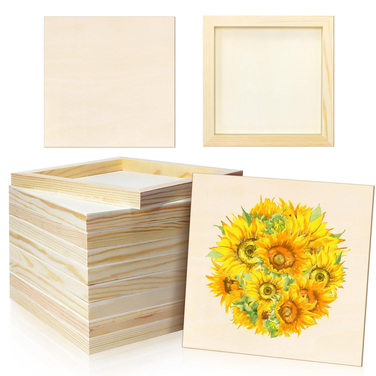 FSWCCK 5 Pack 8 x 10 inch Wood Panel Boards, Unfinished Wood Canvas Panels for Crafts, Painting Canvas, DIY Art Projects, Pouring, Arts Use with Oils, Acrylics
