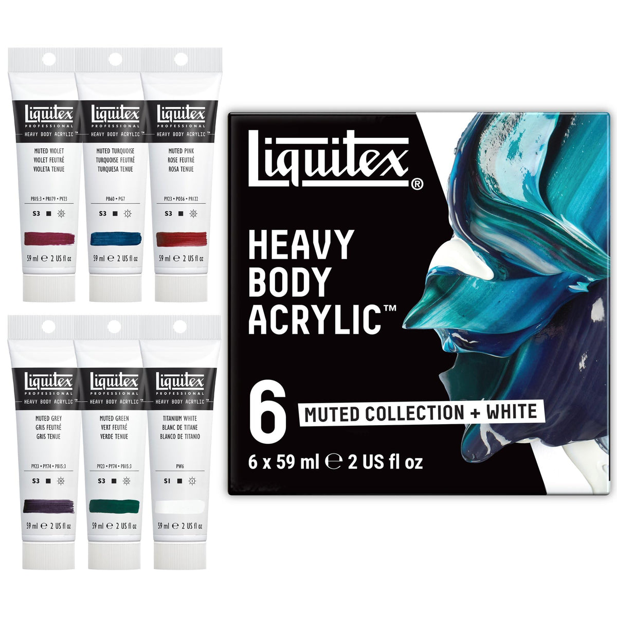 Liquitex Heavy Body Acrylic Paint Set, Classic 6 x 59ml (2-oz) Set