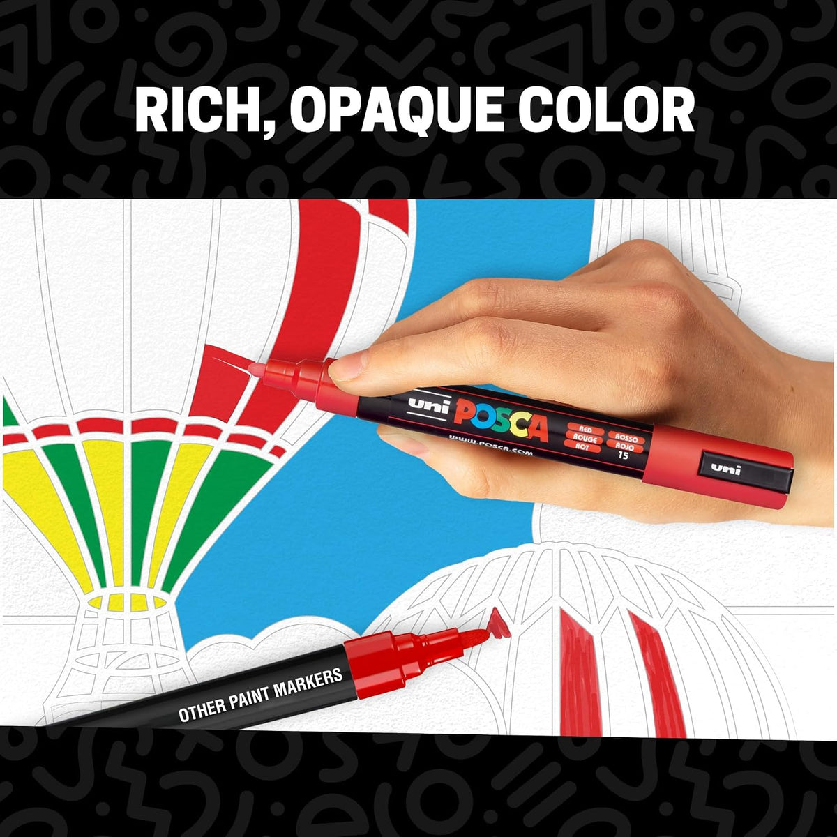 POSCA® PC-5M Water-Based Acrylic Paint Markers, Medium Tip, 8 Count
