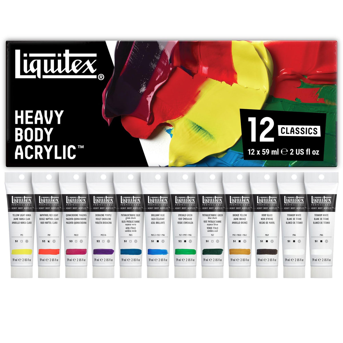 Liquitex Heavy Body Acrylic Paint Set, Classic 6 x 59ml (2-oz) Set