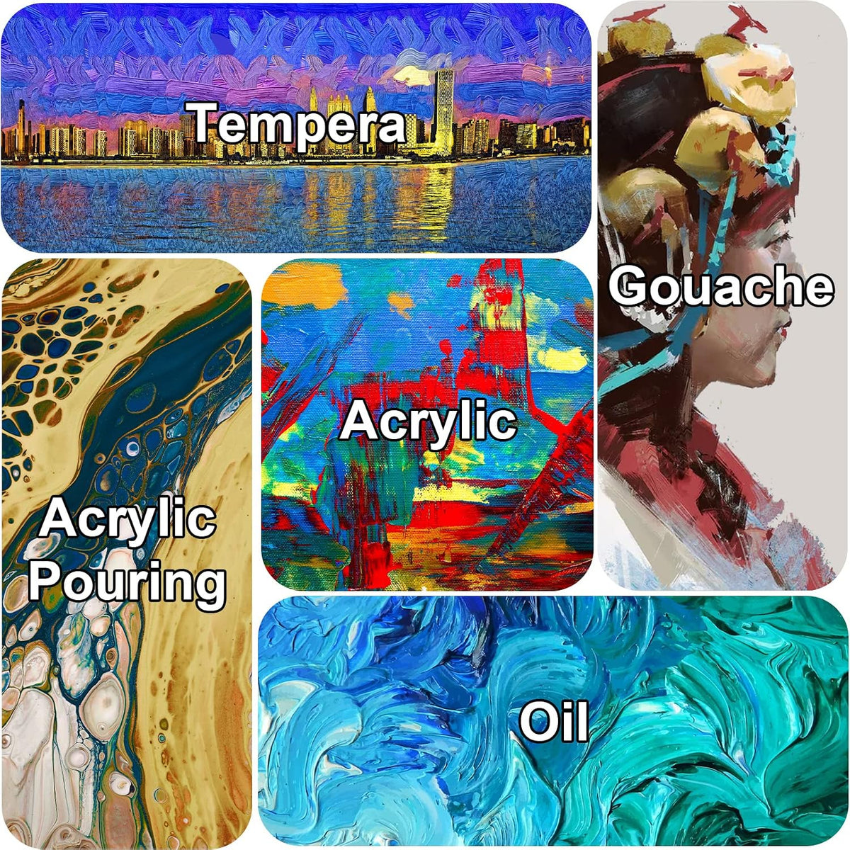 Gallery Wrapped Stretched Canvases for Painting 10x10 Inch 3-Pack, 16 oz Triple Primed Acid-Free 100% Cotton Blank Canvas, Square Spline Canvas for Oil Paint Acrylics Pouring & Wet Art Media